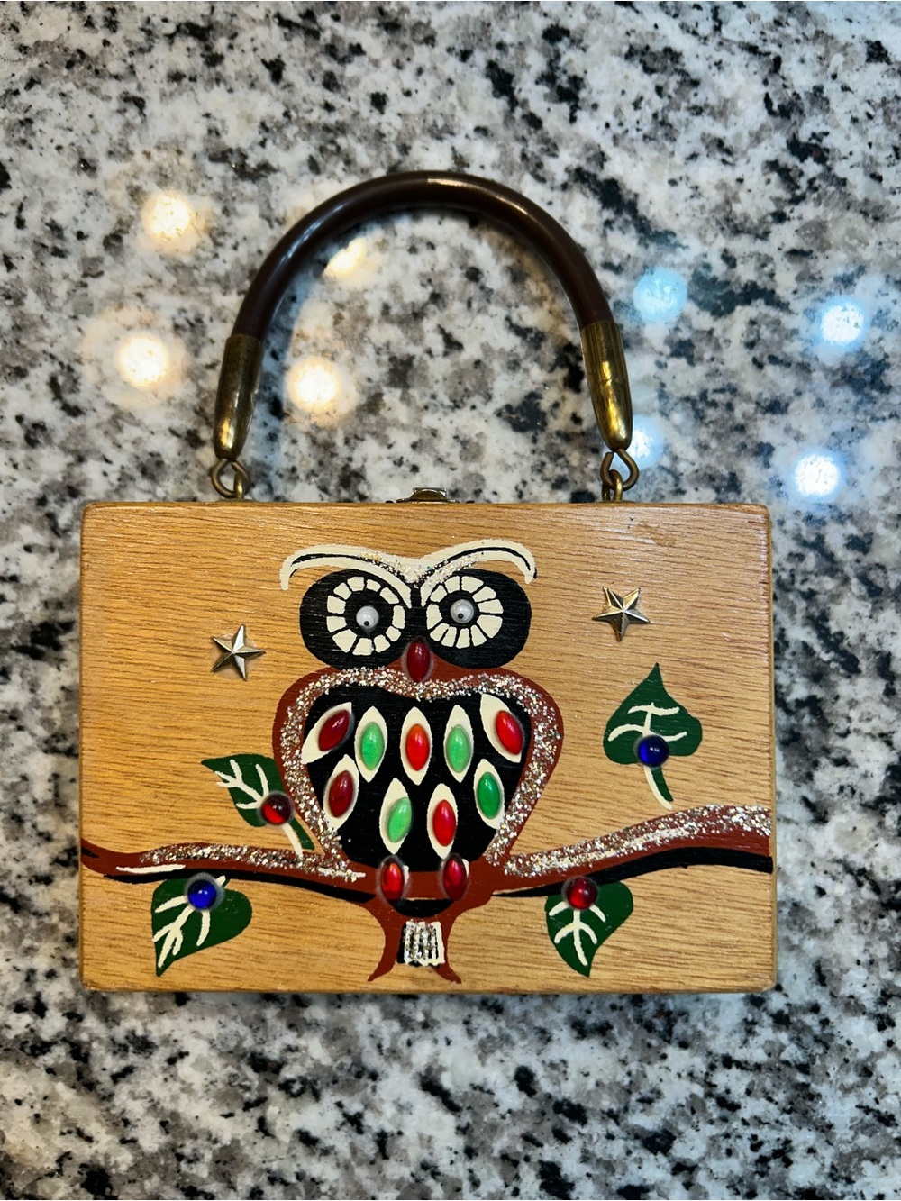 Vintage Gary Gail’s wooden small purse signed